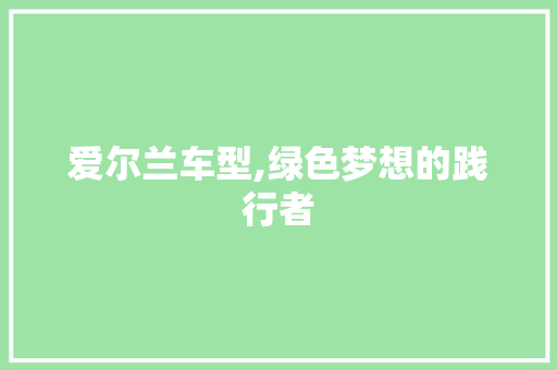 爱尔兰车型,绿色梦想的践行者