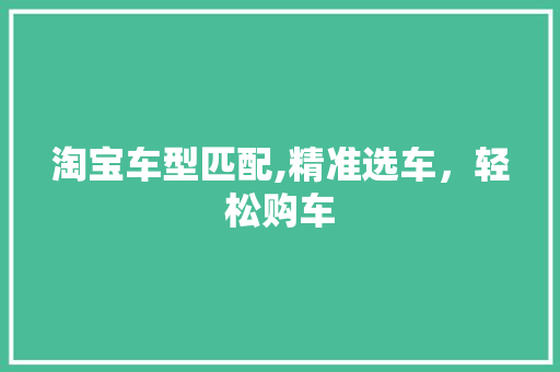淘宝车型匹配,精准选车，轻松购车