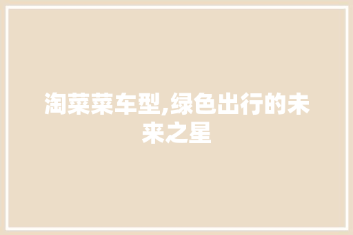 淘菜菜车型,绿色出行的未来之星