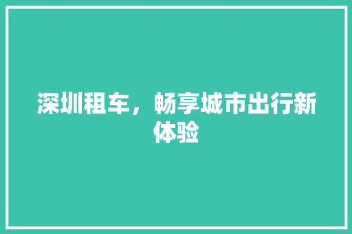 深圳租车，畅享城市出行新体验