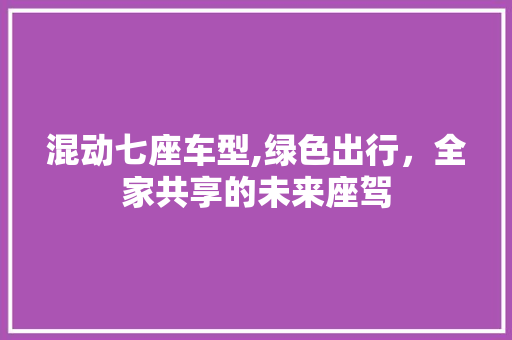混动七座车型,绿色出行，全家共享的未来座驾