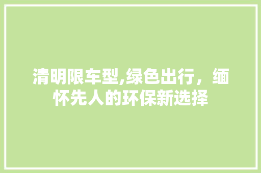 清明限车型,绿色出行，缅怀先人的环保新选择