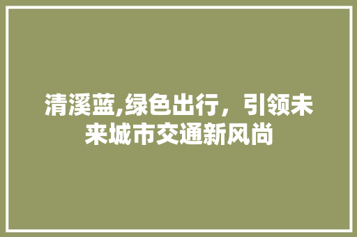 清溪蓝,绿色出行，引领未来城市交通新风尚
