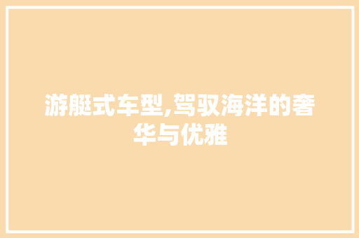 游艇式车型,驾驭海洋的奢华与优雅