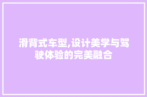 滑背式车型,设计美学与驾驶体验的完美融合