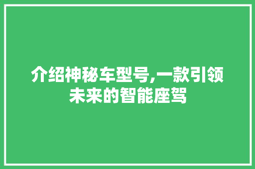 介绍神秘车型号,一款引领未来的智能座驾