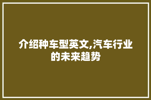 介绍种车型英文,汽车行业的未来趋势
