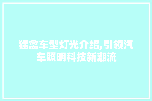 猛禽车型灯光介绍,引领汽车照明科技新潮流
