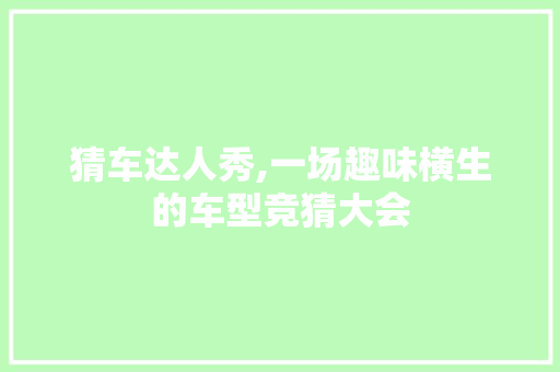 猜车达人秀,一场趣味横生的车型竞猜大会
