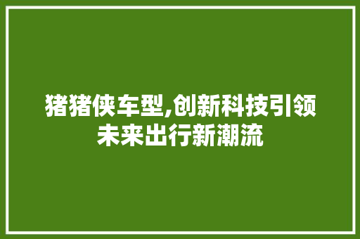 猪猪侠车型,创新科技引领未来出行新潮流