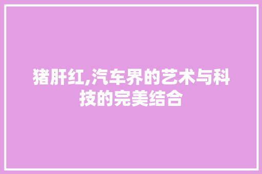 猪肝红,汽车界的艺术与科技的完美结合
