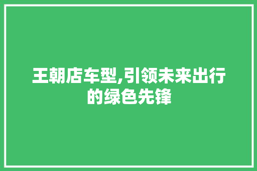王朝店车型,引领未来出行的绿色先锋