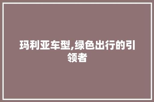 玛利亚车型,绿色出行的引领者