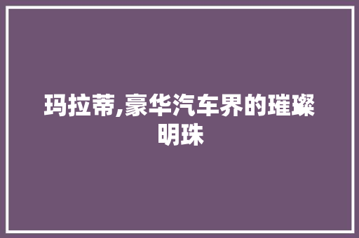玛拉蒂,豪华汽车界的璀璨明珠