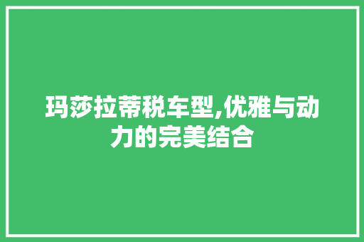 玛莎拉蒂税车型,优雅与动力的完美结合