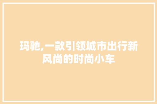 玛驰,一款引领城市出行新风尚的时尚小车