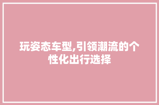 玩姿态车型,引领潮流的个性化出行选择