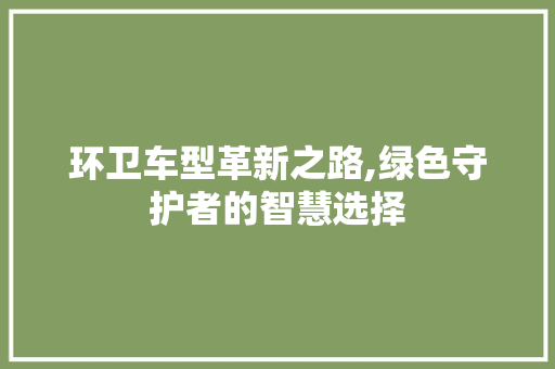 环卫车型革新之路,绿色守护者的智慧选择