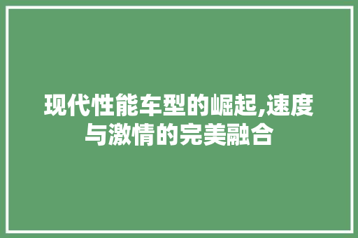 现代性能车型的崛起,速度与激情的完美融合