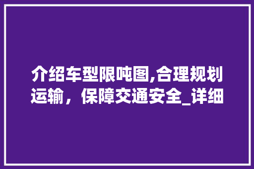 介绍车型限吨图,合理规划运输，保障交通安全_详细解读