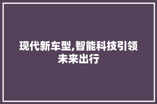 现代新车型,智能科技引领未来出行
