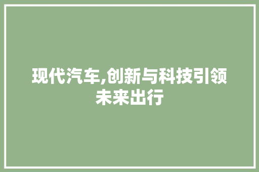 现代汽车,创新与科技引领未来出行