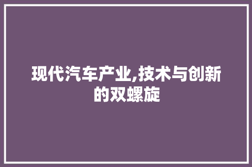 现代汽车产业,技术与创新的双螺旋
