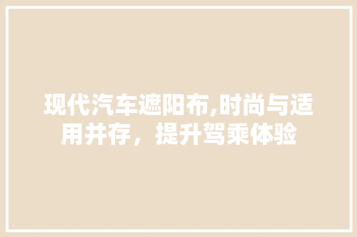 现代汽车遮阳布,时尚与适用并存，提升驾乘体验 新能源汽车