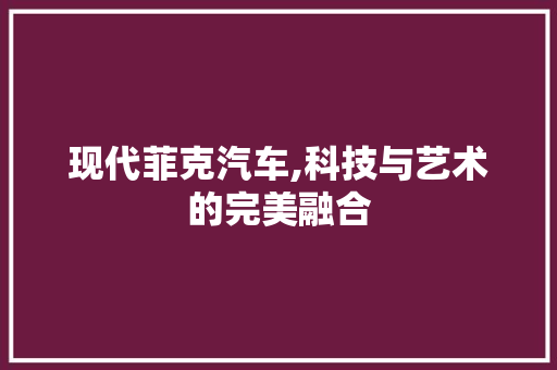 现代菲克汽车,科技与艺术的完美融合