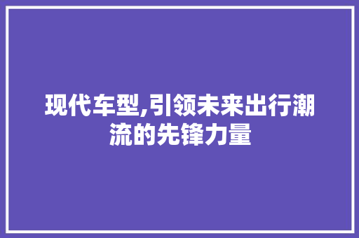 现代车型,引领未来出行潮流的先锋力量