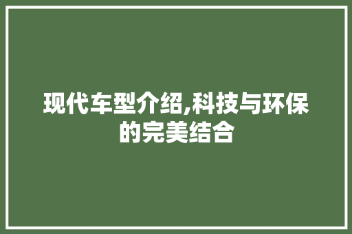现代车型介绍,科技与环保的完美结合 汽车配件