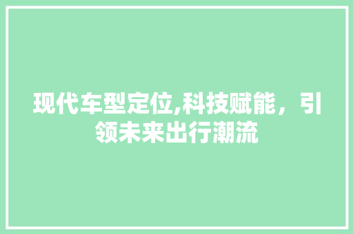 现代车型定位,科技赋能，引领未来出行潮流 新款车型