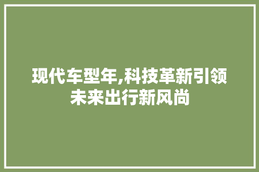 现代车型年,科技革新引领未来出行新风尚