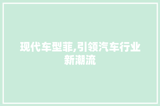 现代车型菲,引领汽车行业新潮流