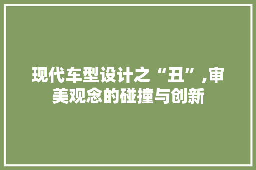 现代车型设计之“丑”,审美观念的碰撞与创新