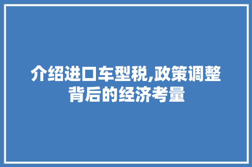 介绍进口车型税,政策调整背后的经济考量
