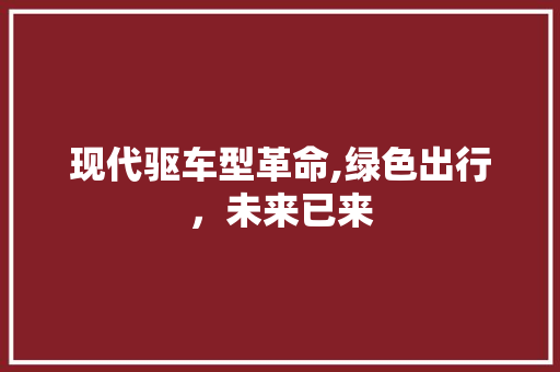 现代驱车型革命,绿色出行，未来已来