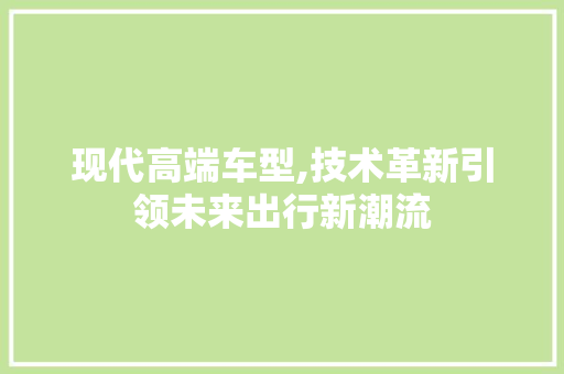 现代高端车型,技术革新引领未来出行新潮流 车身配件
