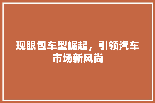 现眼包车型崛起，引领汽车市场新风尚