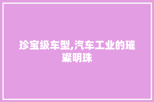 珍宝级车型,汽车工业的璀璨明珠