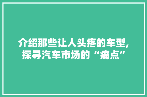 介绍那些让人头疼的车型,探寻汽车市场的“痛点”
