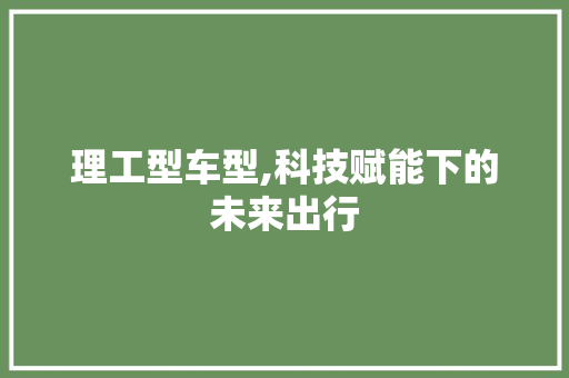 理工型车型,科技赋能下的未来出行