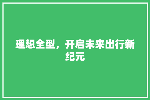 理想全型，开启未来出行新纪元 车身配件