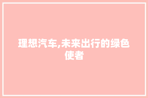 理想汽车,未来出行的绿色使者