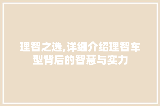 理智之选,详细介绍理智车型背后的智慧与实力