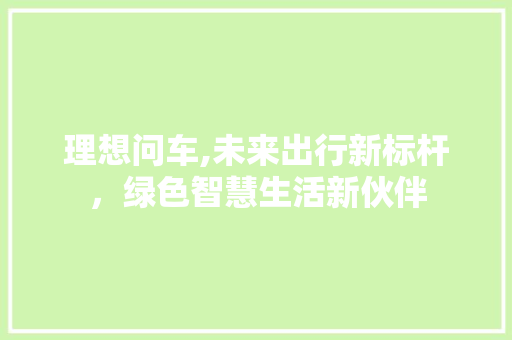 理想问车,未来出行新标杆，绿色智慧生活新伙伴
