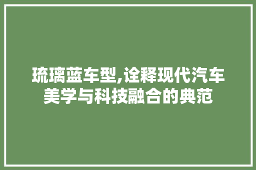 琉璃蓝车型,诠释现代汽车美学与科技融合的典范