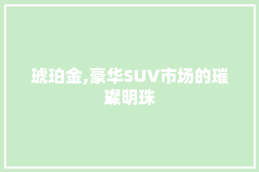 琥珀金,豪华SUV市场的璀璨明珠