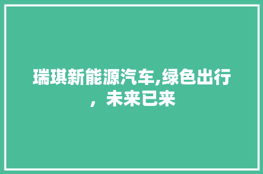瑞琪新能源汽车,绿色出行，未来已来