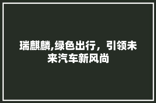瑞麒麟,绿色出行，引领未来汽车新风尚